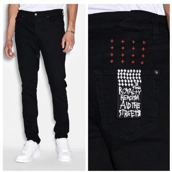 Ksubi 42 Chitch Laid Black Slim Tappered Leg Mid Long Rise Jeans - Picture 1 of 8